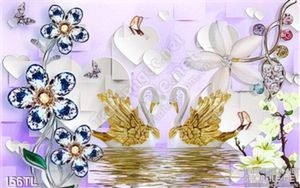 Tranh lụa 3D thiên nga đẹp