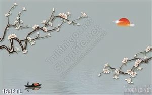 Tranh hoa đào in kính UV chất lượng cao