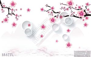 Tranh 3D hoa Đào trang trí phòng khách