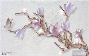 Tranh lụa 3D hoa trang trí phòng khách