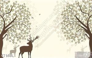 Tranh decor đàn hươu dán tường đẹp