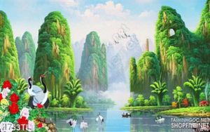 Tranh phong thủy chim Hạc trang trí phòng khách