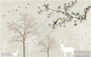 Tranh hươu và cây decor tường đẹp