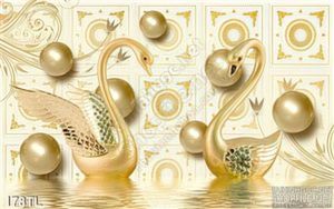 Tranh lụa 3D chim thiên nga đẹp