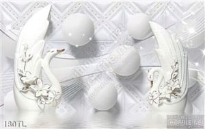 Tranh lụa 3D chim thiên nga đẹp