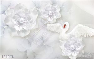 Tranh lụa 3D hoa Mai và chim hạc trang trí tường