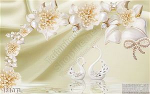 Tranh chim thiên nga và hoa ngọc trang trí phòng khách