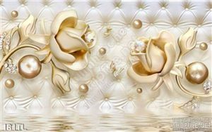 Tranh lụa 3D hoa hồng dát vàng