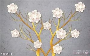 Tranh hoa mai dán tường phòng ngủ