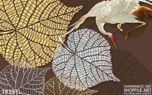 Tranh lá và chim Hạc nghệ thuật