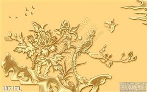Tranh điêu khắc hoa mẫu đơn vàng