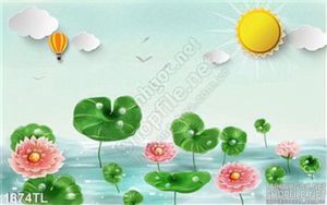 Tranh tranh hoa sen 3D trang trí tường