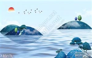 Tranh sông núi decor trang trí tường hiện đại
