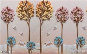 Tranh lụa 3D cây trang trí tường đẹp