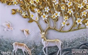 Tranh lụa 3D hươu nai nghệ thuật đẹp nhất hiện nay