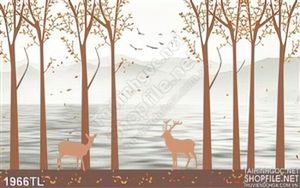 Tranh tranh hươu nai decor tường hiện đại