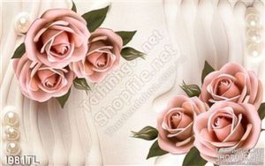 Tranh lụa 3D hoa hồng cổ điển trang trí phòng khách