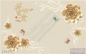 Tranh 3d hoa sen giả ngọc dán tường đẹp