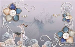 Tranh điêu khắc hươu và hoa trang trí phòng ngủ đẹp