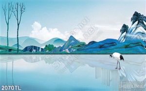 Tranh thuỷ mặc hiện đại và chim hạc