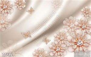 Tranh lụa 3D hoa kim cương trang trí phòng khách