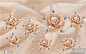 Tranh lụa 3D hoa hồng ngọc trai đẹp