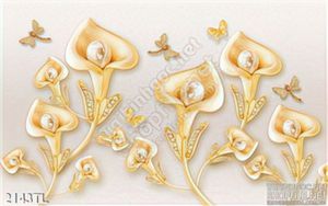 Tranh lụa 3D hoa vân môn vàng