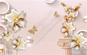 Tranh 3D và hoa điêu khắc trang trí phòng ngủ
