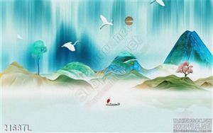 Tranh lụa 3D phong cảnh núi treo tường