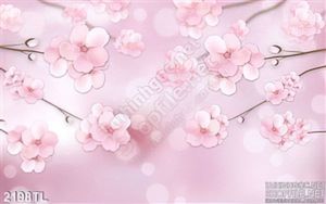 Tranh lụa 3D hoa đào treo tường phòng ngủ