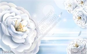 Tranh lụa 3D hoa Trà trang trí phòng ngủ