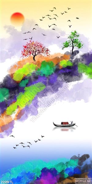 Tranh màu nước quê hương đẹp