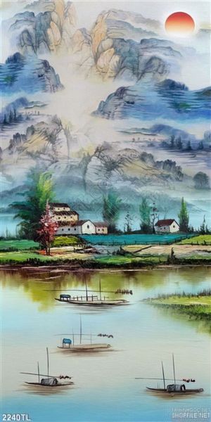 Tranh sơn dầu làng quê trang trí tường