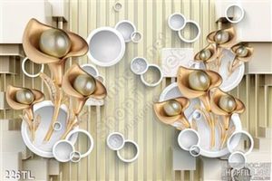 Tranh lụa 3D hoa dát vàng đẹp