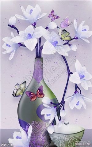 Tranh bình hoa tran trí phòng khách