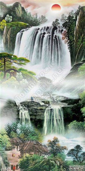 Tranh sơn dầu thác nước đẹp