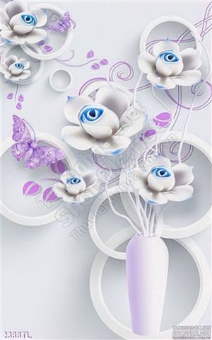Tranh 3D bình hoa hồng nghệ thuật