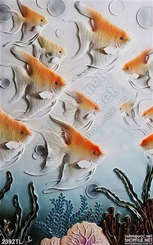 Tranh điêu khắc đàn cá trang trí treo tường
