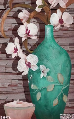 Tranh phong thủy bình hoa lan trang trí phòng ngủ