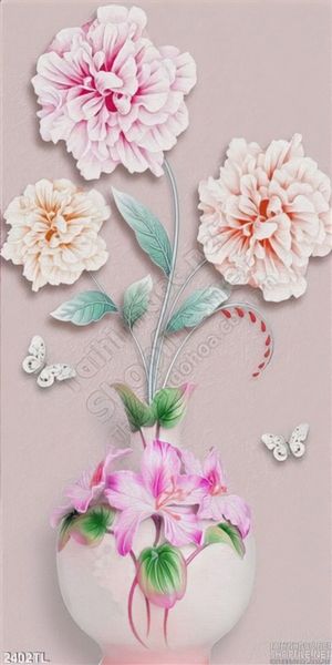 Tranh giả ngọc bình hoa mẫu đơn đẹp