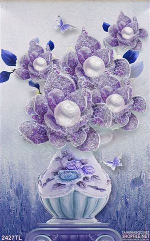 Tranh bình hoa kim cương trang trí phòng khách