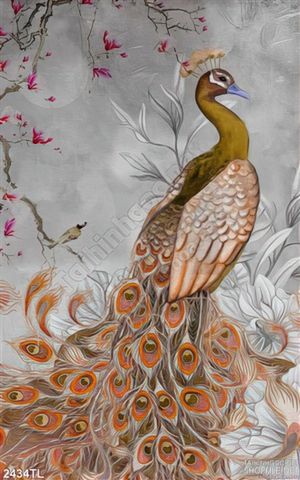 Tranh sơn dầu chim công trang trí treo tường