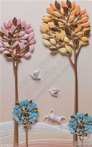 Tranh điêu khắc cây và chim bồ câu