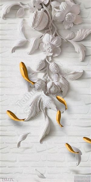 Tranh điêu khắc cá chép và hoa