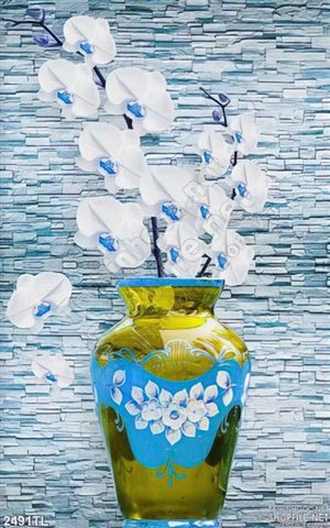 Tranh bình hoa Lan trang trí treo tường