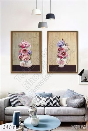 Tranh lụa 3D bình hoa