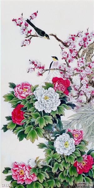 Tranh thư pháp hoa mẫu đơn đẹp