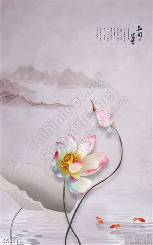 Tranh thư pháp hoa Sen trang trí tường