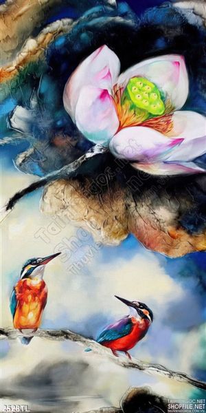 Tranh sơn dầu hoa sen trang trí phòng