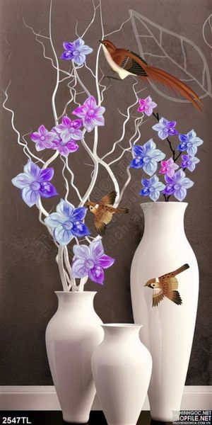 Tranh 3D bình hoa trang trí phòng khách